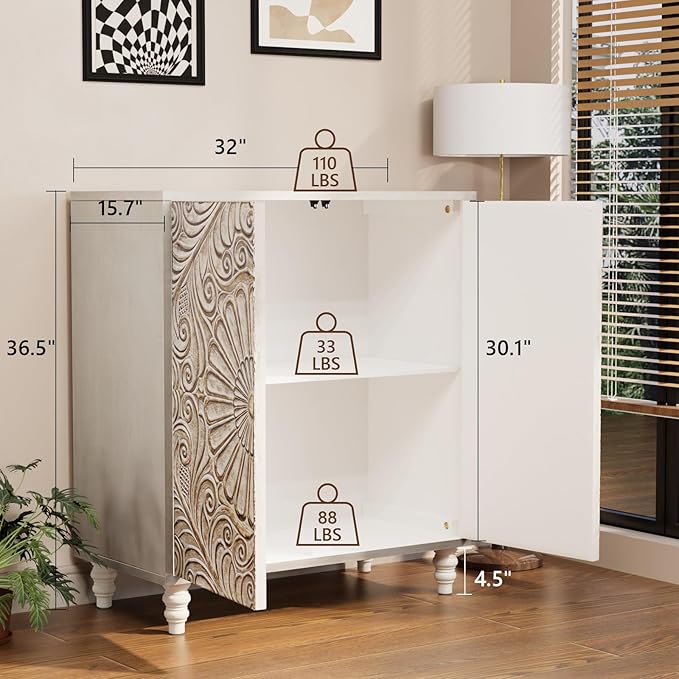 COSIEST Set of 3 32" Buffet Sideboard Cabinets - Image 2