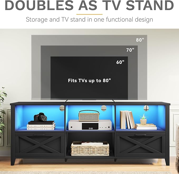 DWVO 70 Inch Farmhouse TV Stand - Image 5