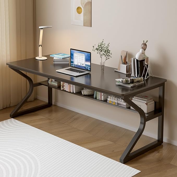 Extra Long Desk with Bookshelf by OSCHF