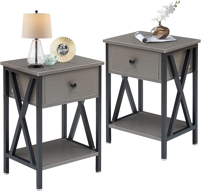 VECELO Nightstands Set of 2, Modern Bedside End Tables, Night Stands by VECELO