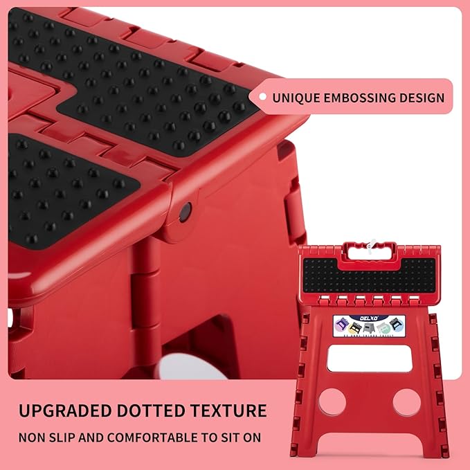 Delxo Folding Step Stool, Non-Slip Stool 13 inch Height Premium Heavy Duty - Image 3
