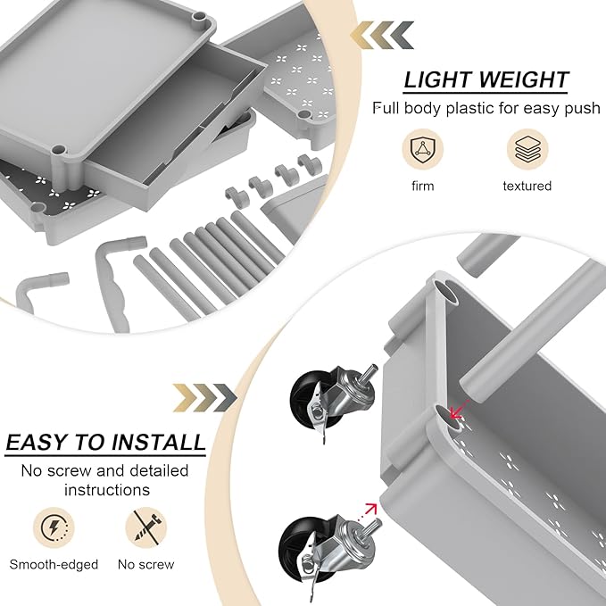 Goovilla 3 Tier Rolling Utility Cart Organizer - Image 3