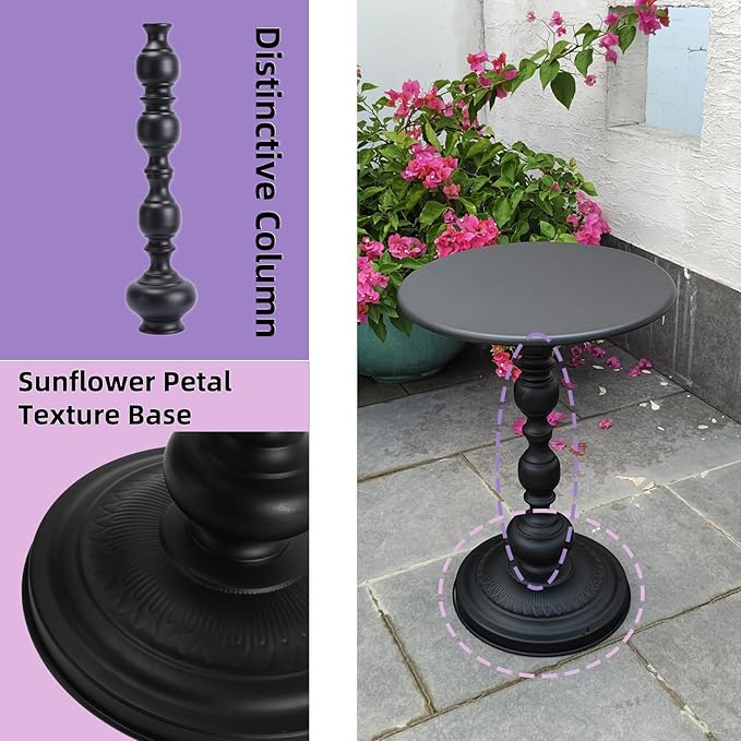 Benkyo Black Round End Side Table Modern Metal Pedestal Spindle Side Tables - Image 5