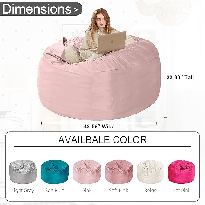 HABUTWAY Bean Bag Chair: Giant 4' Memory Foam Furniture Bean Bag Chairs - Image 3
