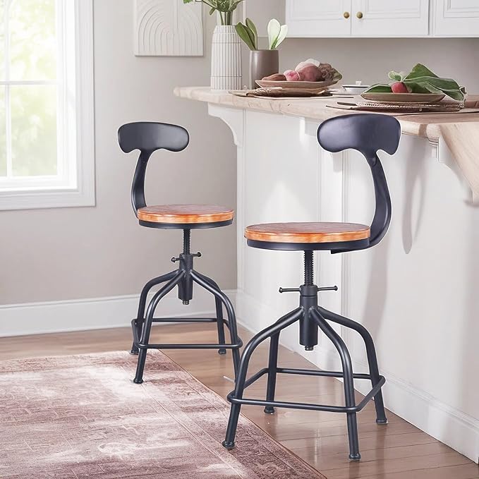 Topower Farmhouse Kitchen Stool, Industrial Counter Stool, Kitchen Deco Round - Image 3