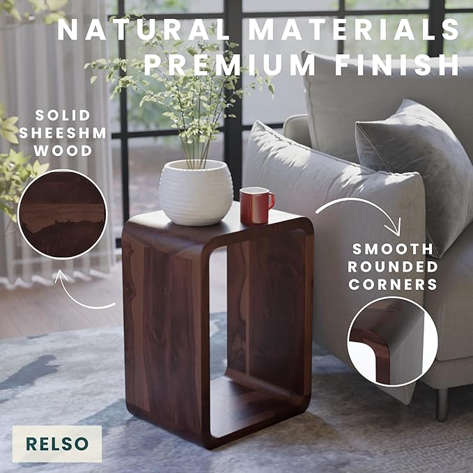 Relso Aurora End Table Solid Sheesham Wood Nightstand - Image 6