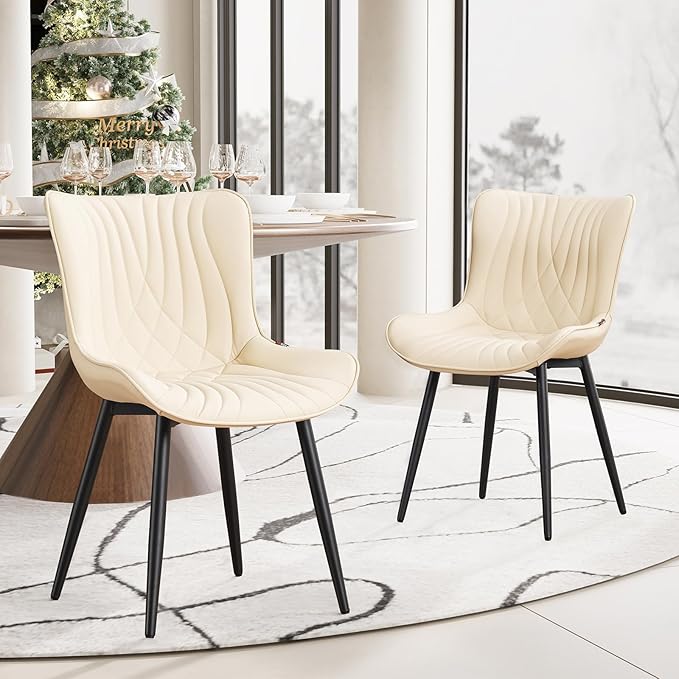 YOUTASTE Dining Chairs Set of 2 Upholstered Mid Century Modern Kitchen Dining by YOUTASTE