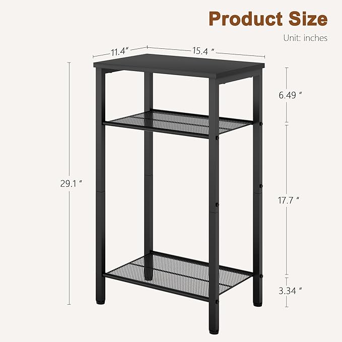Hoctieon 2-Set 3 Tier End Table, Telephone Table Set of 2, Tall Side Table - Image 3