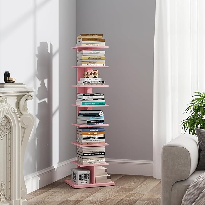 TUTOTAK Bookshelf, 8-Tier Bookcase, Narrow Spine Book Shelf by WelcometotheTUTOTAKHome