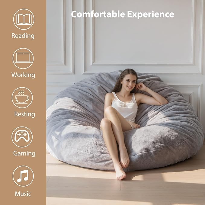 BYBYME 3 in 1 Bean Bag Chair, Convertible Chair Folds from Bean Bag to Lounger - Image 7