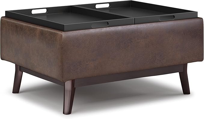 SIMPLIHOME Owen 34 inch Wide Mid Century Modern Rectangle Coffee Table Storage - Image 4