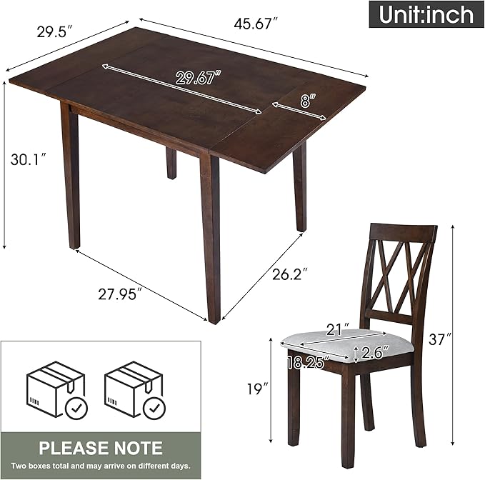 Merax Farmhouse Wooden Dining Set of 3, 45.6 inch Extendable Kitchen Table - Image 7