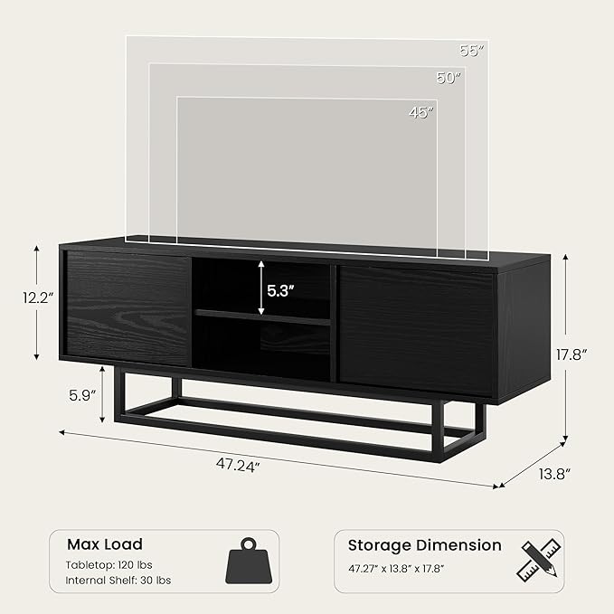 HAIOOU TV Stand for 50 55 Inch TV, Modern TV Console Small Entertainment Center - Image 3