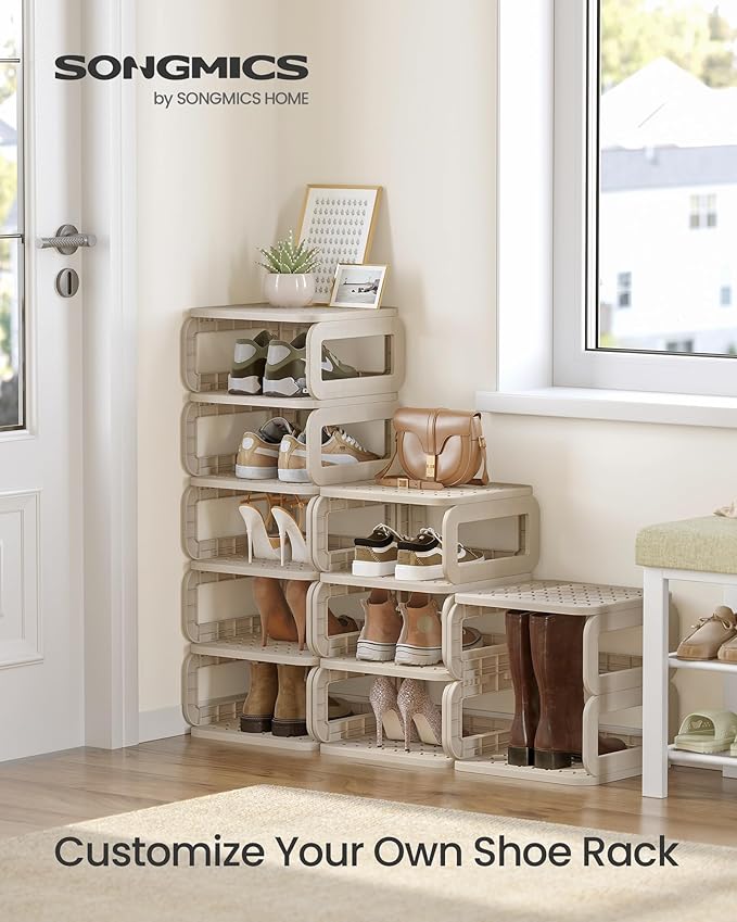SONGMICS Shoe Rack, Shoe Organizer, 12 Shelves, Shoe Storage, Narrow Shoe Shelf - Image 3