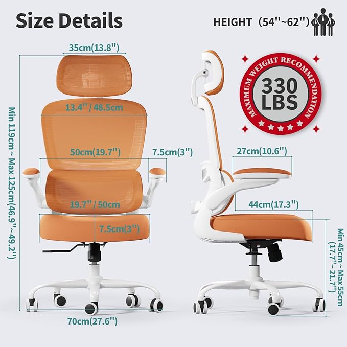 TRALT Office Chair Ergonomic Desk Chair, 330 LBS Home Mesh Office Desk Chairs - Image 2