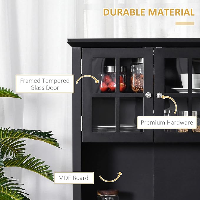 HOMCOM Elegant Buffet with Hutch, Kitchen Pantry Storage Cabinet with Framed - Image 5