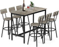 Dining Table Set for 6, 7-Piece Bar Table Set, Kitchen Table and Chairs by Zevemomo