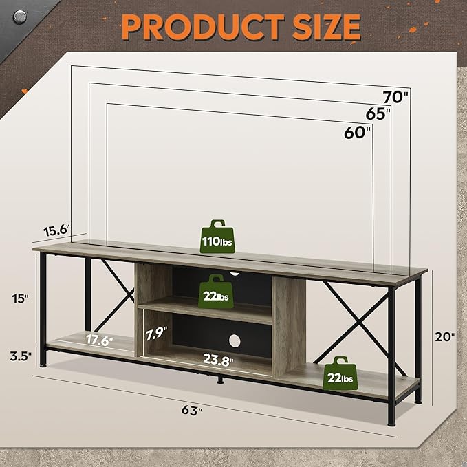 WLIVE TV Stand for 70 Inch TV, Entertainment Center - Image 2