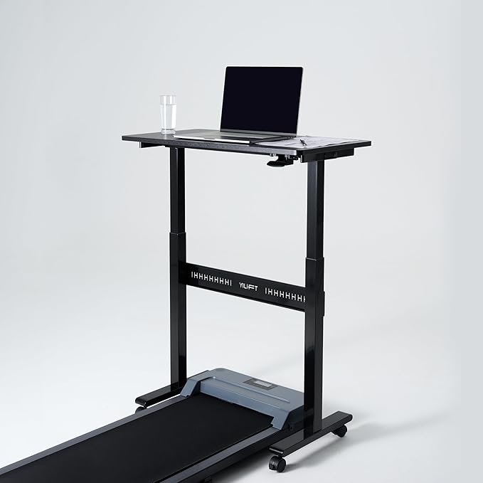 Non-Electric Auto-Lifting Standing Desk, No Knobs or Crank, Rolling and Mobile by YILIFT