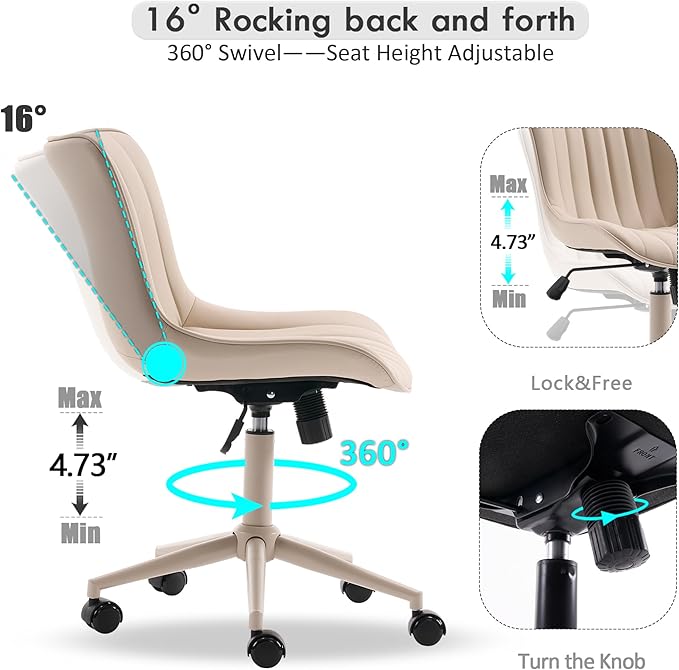 YOUNIKE Cream Home Office Desk Chair - Image 3