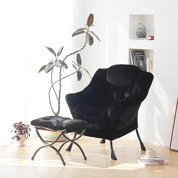 Plush Lazy Chair and Ottoman, Large Contemporary Accent Lounge Chair - Image 6