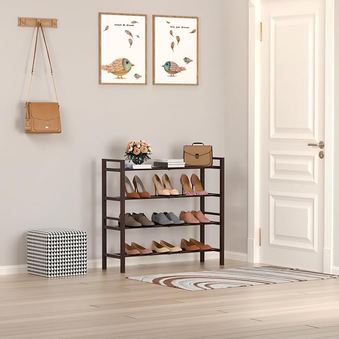 Haddockway Bamboo Shoe Rack for Closet, Free Standing Shoe Organizer - Image 2