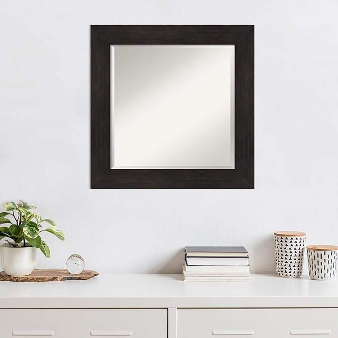 Amanti Art Brown Wall Mirror 26x26 Furniture Espresso Square Bathroom Mirror - Image 4