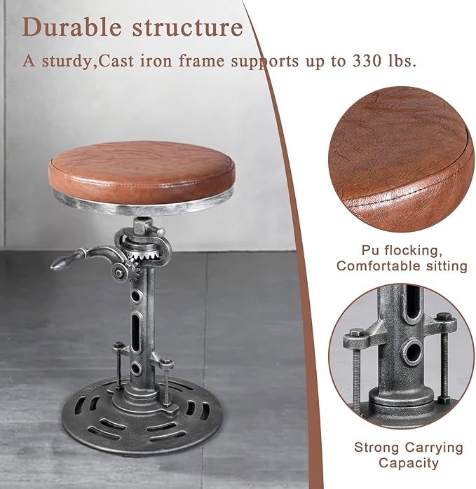 LOKKHAN American Antique Steampunk Deco Vintage Industrial Bar Cafe Stool - Image 8