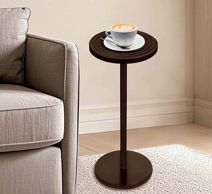 ZYBT Pedestal Side Table, 10.24" Natural Wood Round Coffee Table, Drink Table - Image 5