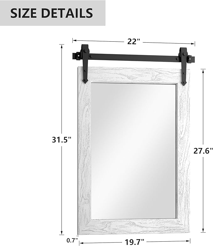 Farmhouse Bathroom Mirror for Over Sink 22”*32”, Barn Door Mirror, Rustic Wall - Image 5