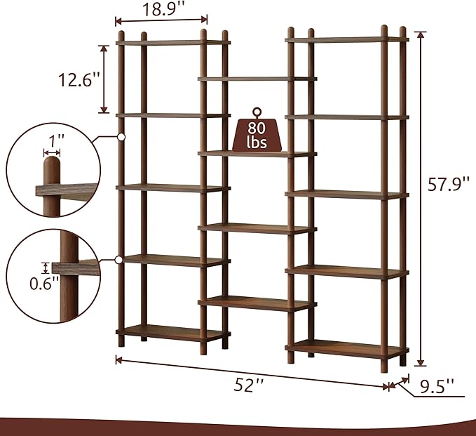 IOTXY Wooden Triple Wide Bookshelf - Image 3