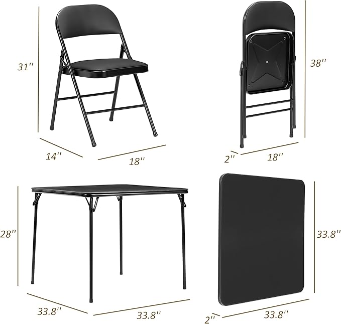 VECELO Folding Card Table and Chair Set of 5 Portable - Image 2