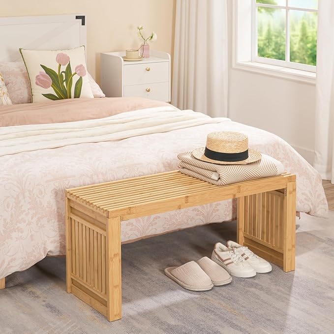 HOOBRO Dining Bench, 35 inch Bamboo Entryway Bench, Farmhouse Kitchen Table - Image 8