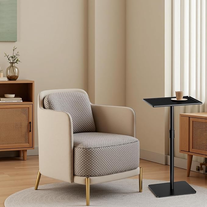 Metal Sofa Side Table, Height Adjustable Tall Side Couch Tables, Small TV Tray - Image 6