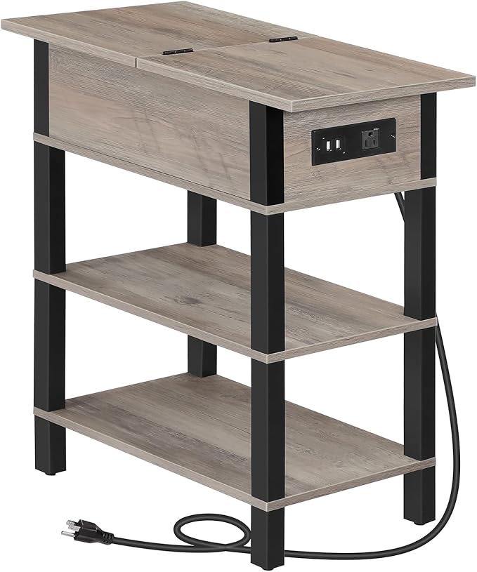 HOOBRO End Table with Charging Station, Flip Top Side Table with USB Ports by HOOBRO