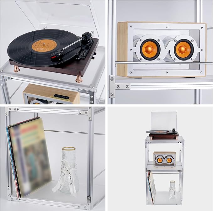 Record Player Stand with Vinyl Record Storage, End Table Style Record Stand - Image 4