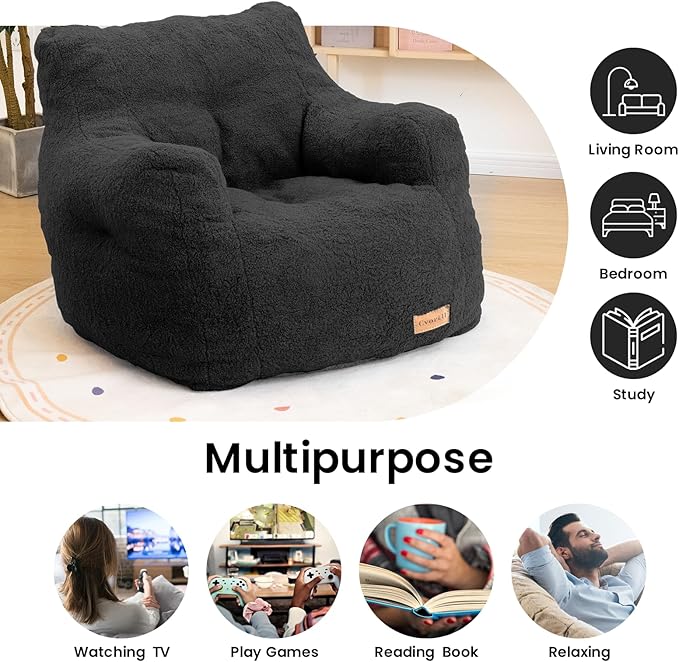 Bean Bag Chair with Filler, Bean Bag Sofa with Tufted Soft Stuffed Filling - Image 7