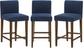 CHITA Counter Height Bar Stools Set of 3, Fabric in Midnight Blue by CHITALIVING