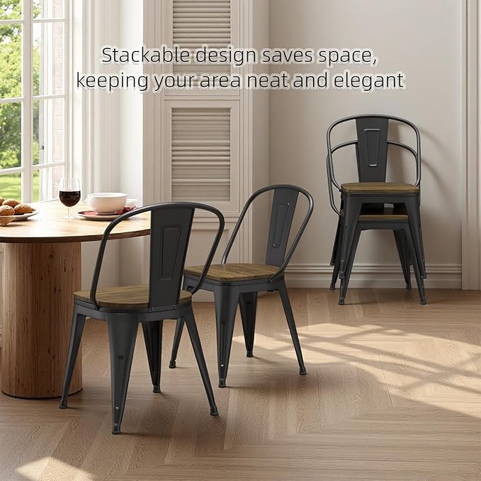 18 Inch Dining Chairs Set of 4, Farmhouse Metal Chairs - Image 7