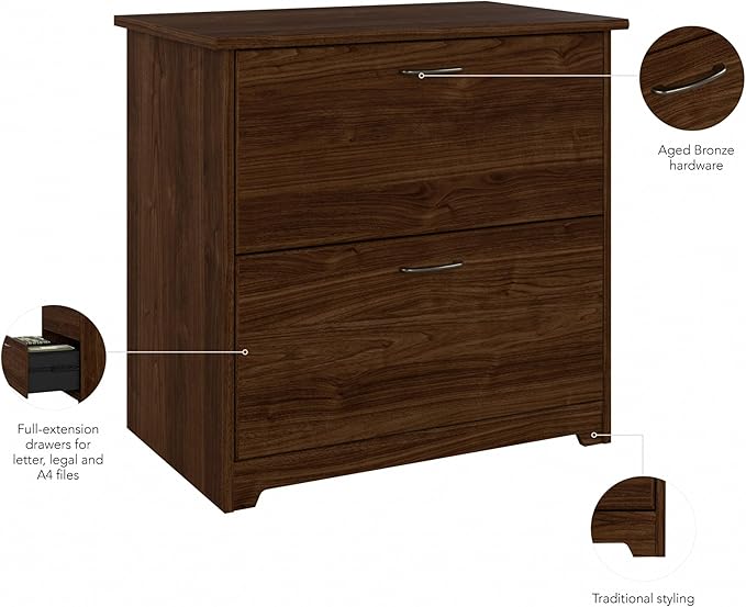 Bush Furniture Cabot 2 Drawer Lateral File Cabinet in Modern Walnut, Home - Image 8