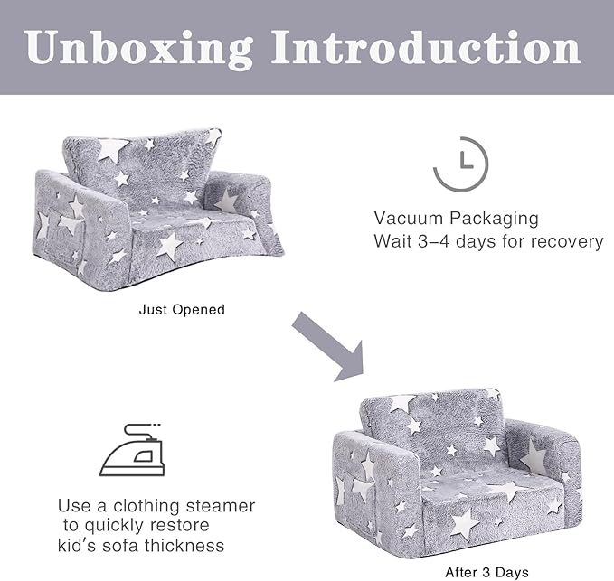 Tiita Kids Chair Couch, Folding Toddler Comfy Sofa Chairs, 2-in-1 Kids Plush - Image 7