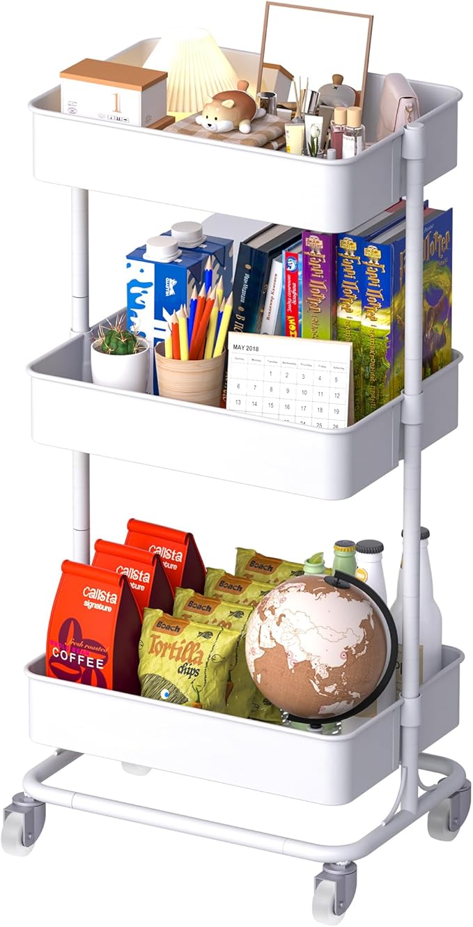 TECBOT 3 Tier Metal Rolling Cart by TECBOT
