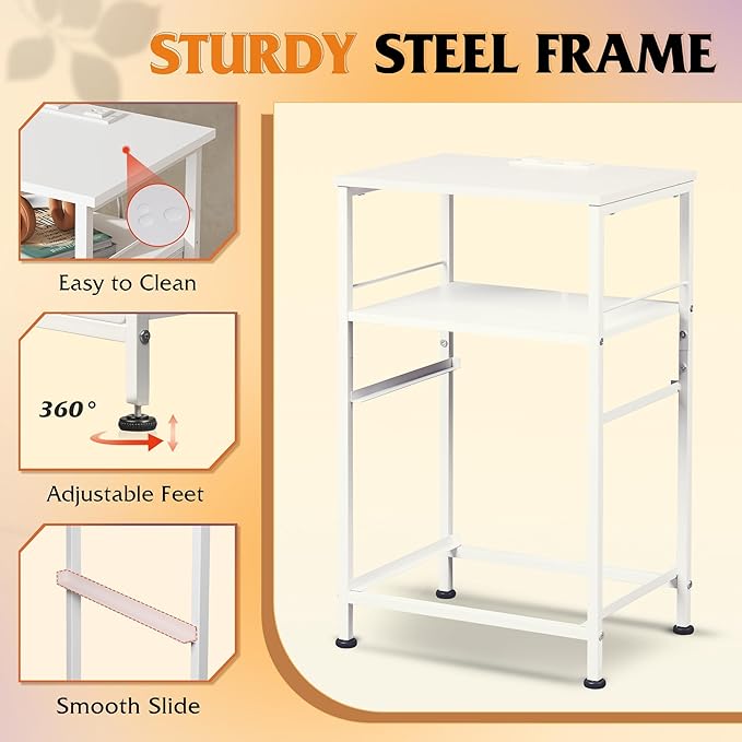 WLIVE Night Stand with Charger Station, Bedside Table, Small Dresser - Image 6