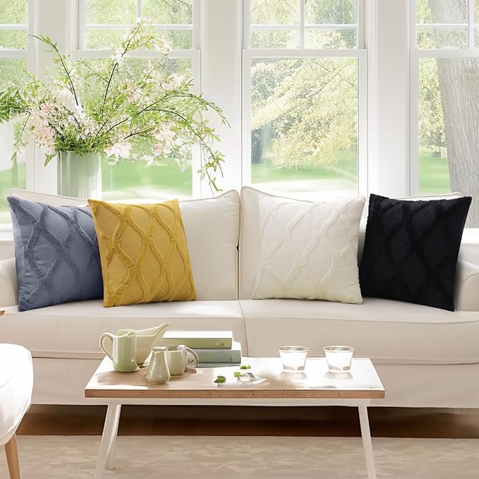 decorUhome Throw Pillow Covers 16x16 Inch Set of 2, Soft Plush Faux Fur Wool - Image 8