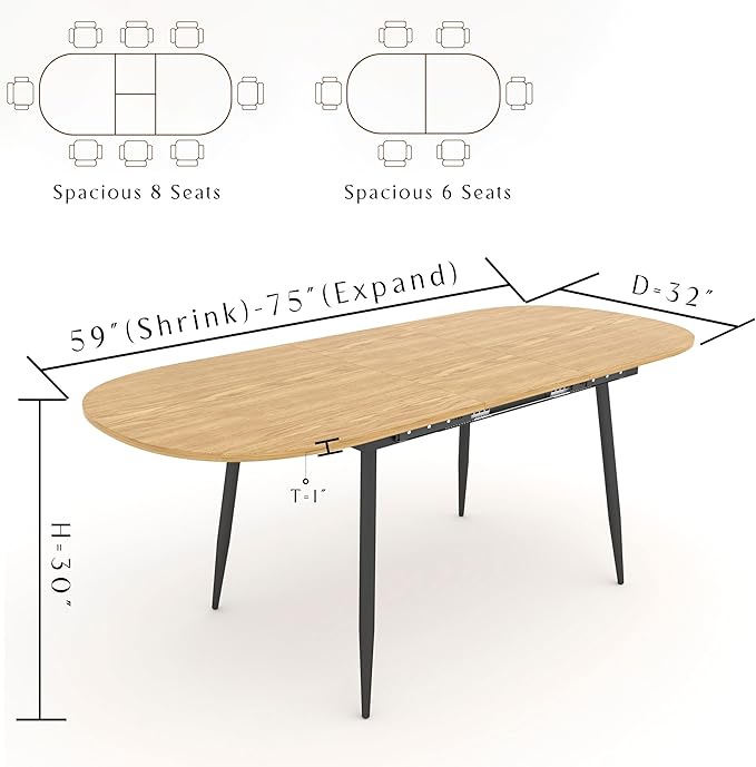75" x 32" Extendable Dining Table - Image 3