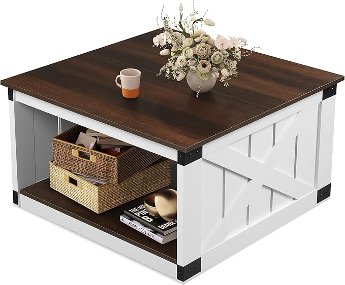 WLIVE Coffee Table, Farmhouse Coffee Table by WLIVE