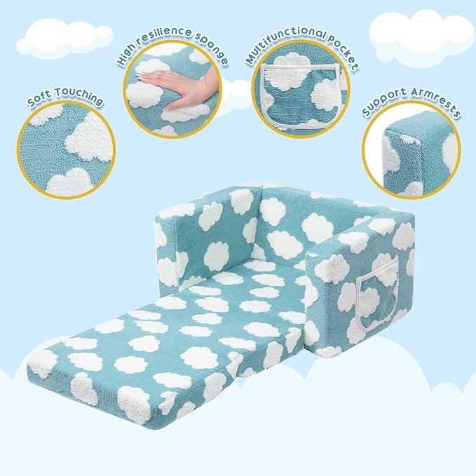 ALIMORDEN Kids 2-in-1 Flip Out Ultra-Soft Snuggle Foam Filled Chair - Image 6