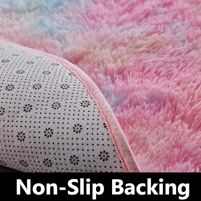 FJZFING Rainbow Round Rug Ultra-Soft Plush Modern 4x4 Circle Area Rug - Image 6