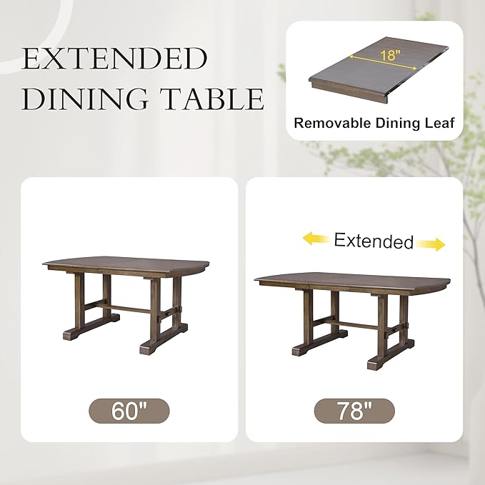 Ball & Cast Dining Table Set for 6, 6-Piece Kitchen Table Set W/ 4 Upholstered - Image 5