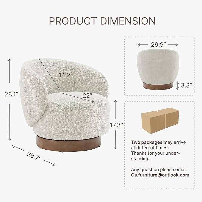 Swivel Accent Chair Round Barrel Armchair Upholstered Performance Fabric - Image 2